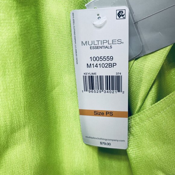 Multiples Essentials Womens Lime Green Button-Front Shirt Size PS - Picture 5 of 9